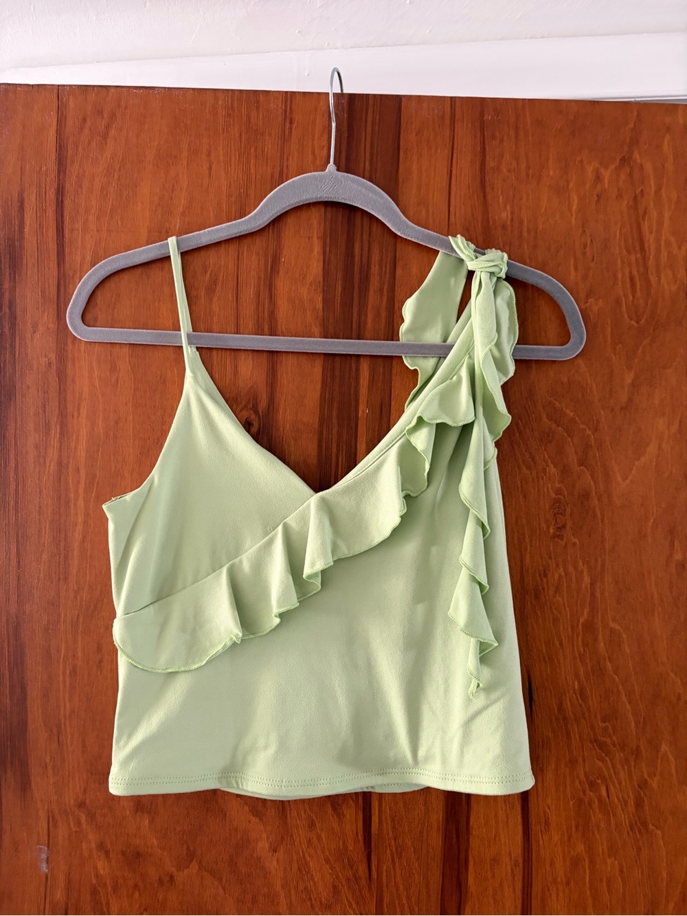Women's Ruffle Tank Top - Light Green